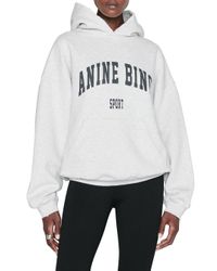 Anine Bing Cotton Harvey Logo Hoodie in Grey (Grey) - Lyst