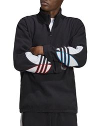 Adidas Adicolor Tricolor Polar Fleece Half Zip Sweatshirt In Black For Men Lyst