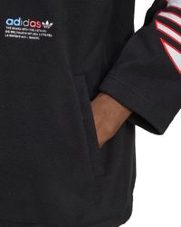 Adidas Adicolor Tricolor Polar Fleece Half Zip Sweatshirt In Black For Men Lyst