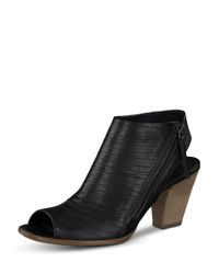 peep toe booties low heel black