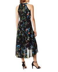 karen millen yellow pleated floral midi dress