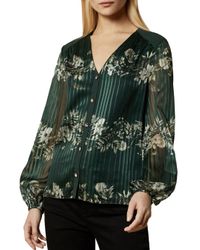 Ted Baker Synthetic Eveliin Printed Blouse in Dark Green (Green) - Lyst