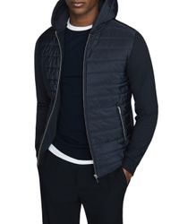 Reiss Synthetic Basing Quilted Hooded Jacket in Navy (Blue) for Men - Lyst