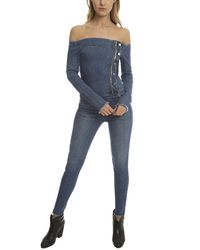 RTA - Blue Lucienne Off The Shoulder Jumpsuit - Lyst
