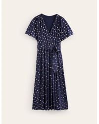 Boden Kassidy Jersey Midi Dress Navy Scattered Brand Spot in Blue Lyst