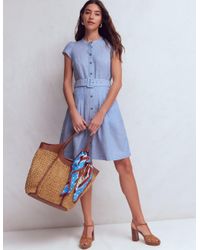 Boden Eve Linen Short Dress in Blue | Lyst