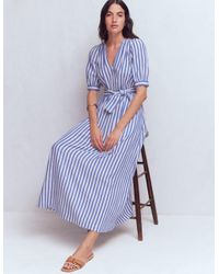 knee length dresses for ladies Eve Jersey Midi Dress-Deep Wisteria, Ivory Stripe main image 1