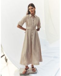 Boden Cleo Embroidered Linen Dress in White | Lyst