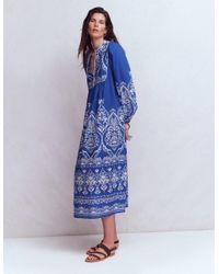 boden cotton maxi tie neck dress Boden Cotton Maxi Tie Neck Dress in White