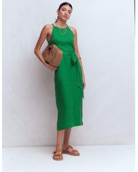 Boden Una Linen Embroidered Dressnavy in Blue | Lyst
