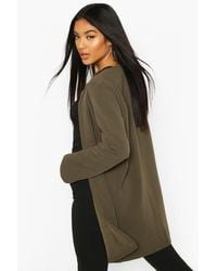 collarless pocket detail duster jacket
