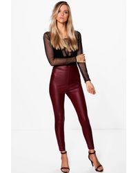 Berry leather look leggings Clearance
