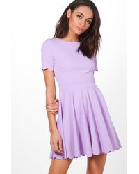 boohoo scallop plunge skater dress