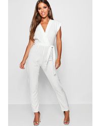 boohoo pinstripe jumpsuit