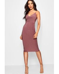 mauve bodycon midi dress