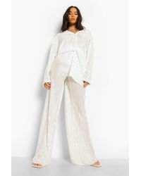 Boohoo Plisse Floor Sweeping Wide Leg 