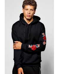 mens black hoodie with roses