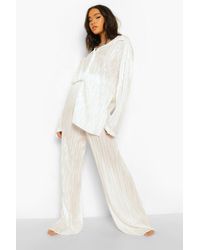 Boohoo Plisse Floor Sweeping Wide Leg 