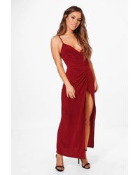 boohoo burgundy dress