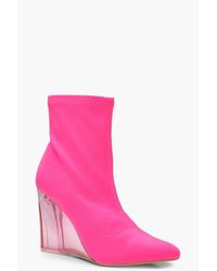 pink wedge boots