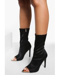 peep toe heel booties