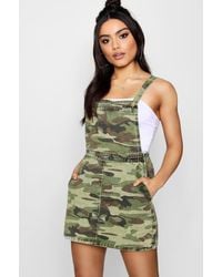 leopard print denim pinafore