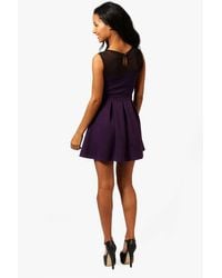 boohoo skater dress purple
