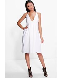 plunge midi skater dress