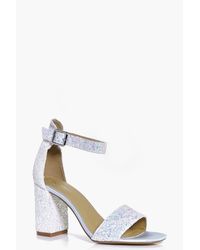 blue glitter block heels