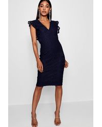 ruffle and lace detail midi dress