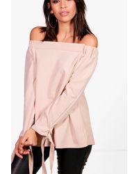 boohoo black bardot top