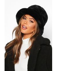 Boohoo Black Faux Fur Bucket Hat