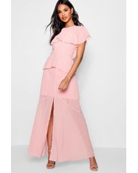boohoo chiffon cape detail maxi dress