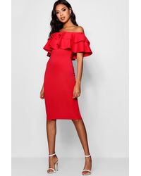 bardot layered frill dress