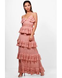 boohoo ruffle maxi dress