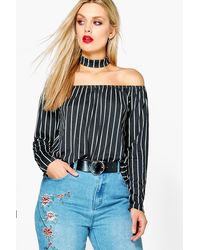 boohoo black bardot top