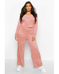 Ensemble Confort Souple En Maille Chenille Plus - rose fleur - 16/18, Rose Fleur Boohoo en coloris Pink
