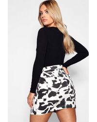 denim cow print skirt