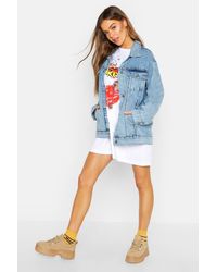 red denim jacket boohoo