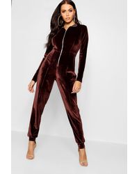 chocolate velvet jumpsuit