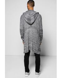 boohoo pockets cardigan longline hooded ribbed