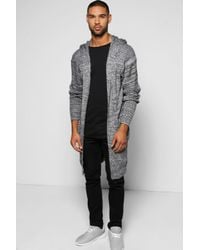 boohoo hooded ribbed pockets longline cardigan