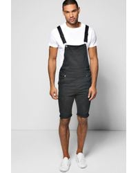 mens black dungaree shorts
