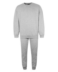 Boohoo Gray Oversized Fleece Sweater Man Tracksuit