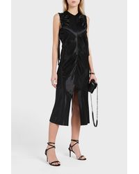 helmut lang ruched satin dress