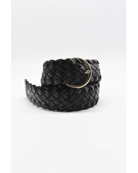 Boutique Store White Black Braided Ring Buckle Belt
