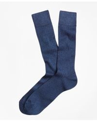 Brooks Brothers Blue Rib-knit Crew Socks for men