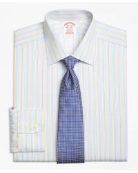 Brooks Brothers Yellow Madison Classic-fit Dress Shirt, Non-iron Sidewheeler Stripe for men