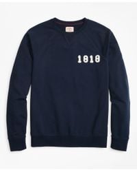 Brooks Brothers Blue French Terry 1818 Crewneck Sweatshirt for men