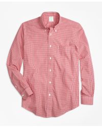 Brooks Brothers Red Non-iron Milano Fit Micro Check Sport Shirt for men